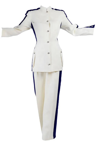 Thierry Mugler vintage monochromatic white pantsuit pants jacket