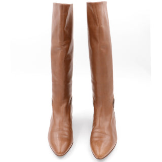 1970s Ferragamo Tall Vintage Brown Leather Boots – Modig