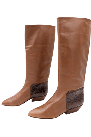 1970s Ferragamo Tall Vintage Brown Leather Boots – Modig