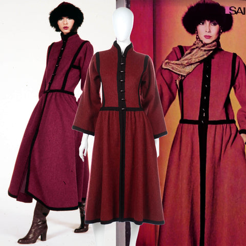 Yves Saint Laurent Vintage Documented 1976 Red Wool Coat