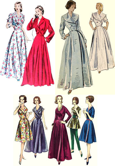 Vintage patterns from the 1950's and 1960's for loungewear and hostess gowns