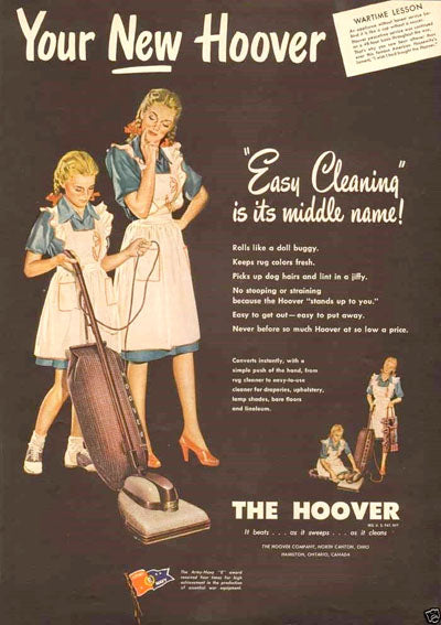 Vintage Hoover Vacuum ad matching mother and daughter