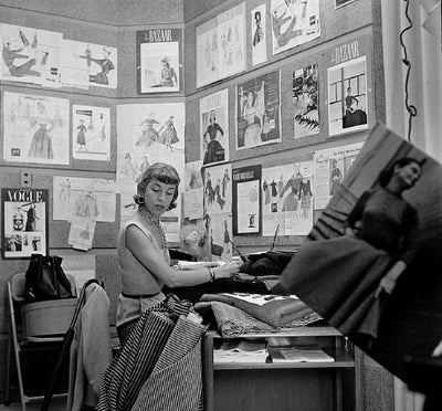 Designer Anne Fogarty in her studio