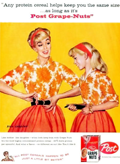 1960's Grape Nuts ad featuring matching mother and daughter