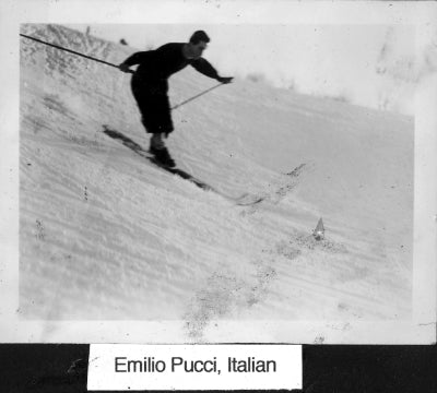 Emilio Pucci on the slopes of Mt. Hood Oregon in 1937 - Reed College archives..