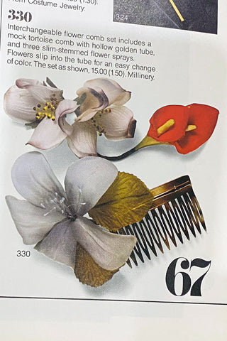 Vintage flower comb 1970s