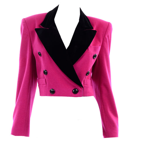 Escada Margaretha Ley Vintage Pink Wool Cropped Blazer