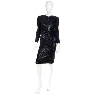 Louis Feraud Black Sequin Embellishments Skirt Suit XL
