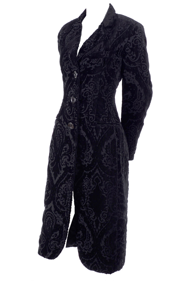 1980's Dolce & Gabbana Cut Velvet Vintage Coat Long Evening Coat Small ...