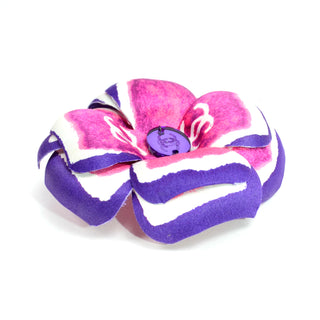 New With Tags Chanel Pink and Purple Camellia Brooch In Original Box CC Logo