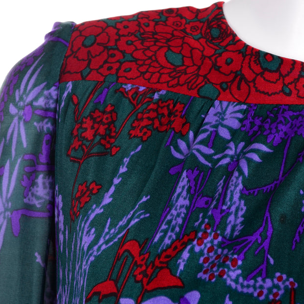 Lanvin Paris Numbered Vintage Dress in Purple Green Floral Jersey – Modig