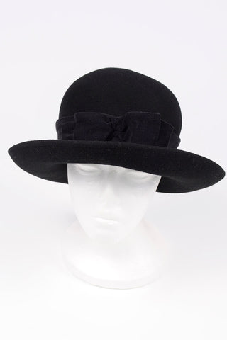 Rare VTG YSL 1960s Yves Saint Laurent Black Brimmed Fur Felt Hat +Original  Box