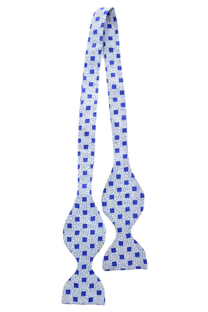 Pale Blue Vintage SIlk Bow Tie Blue Square Pattern – Dressing Vintage