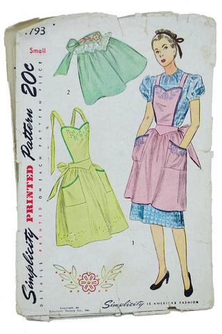 Vintage 1950s Half Apron Pattern Oven MITTS Pot Holder Simplicity