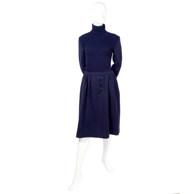 navy blue wool dress