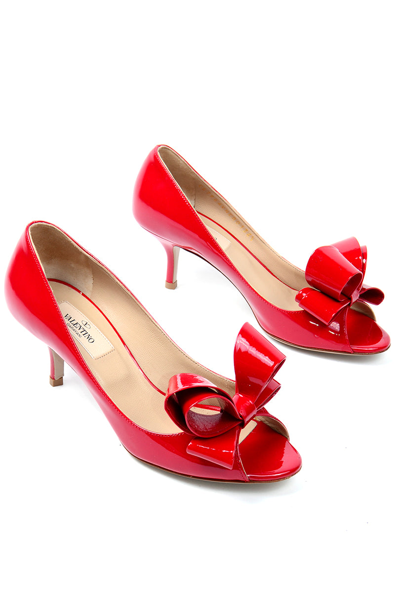 Valentino Shoes Patent Leather Bow Pumps W/ Heels Modig