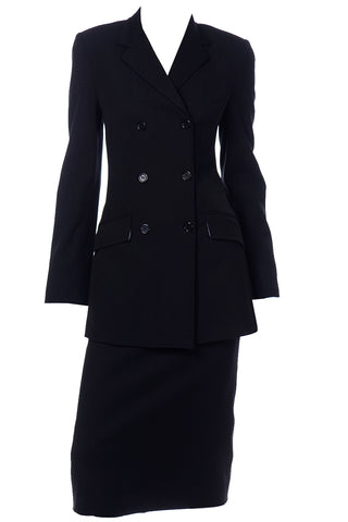 Pinstripe Double-Breasted Skirt Suit