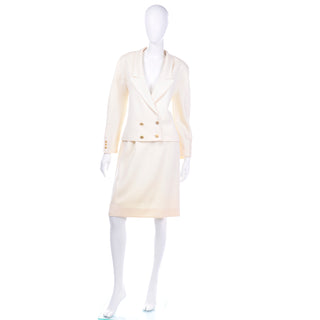 Vintage Salvatore Ferragamo Tan Jacket & Mini Skirt Suit Outfit with Belt