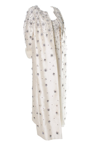 Ivory Silk Chiffon Beaded Dress and Coat