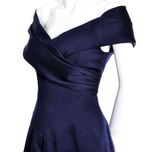 Victor Costa Vintage Evening Gown Navy Blue Vintage Dress Size 6 ...