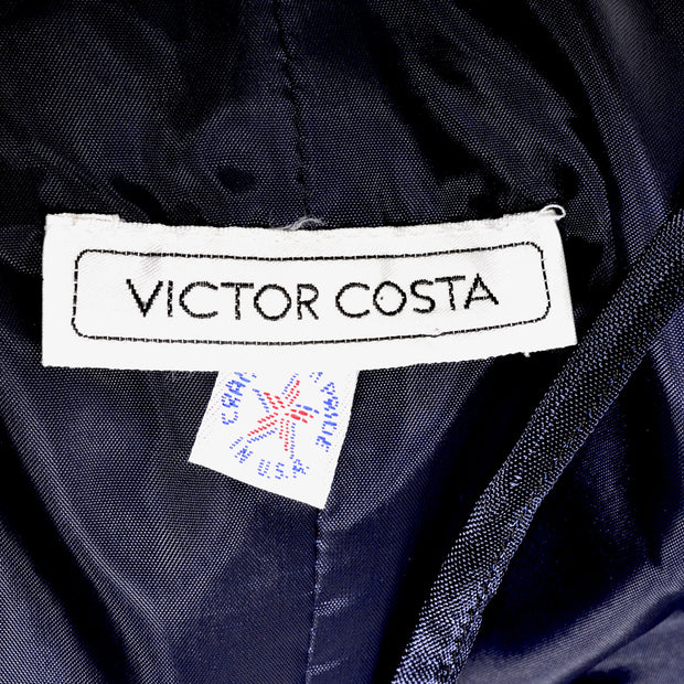 Victor Costa Vintage Evening Gown Navy Blue Vintage Dress Size 6 ...