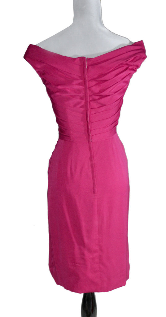 Ceil Chapman Pink Silk Chiffon Vintage draped 1950's cocktail dress ...