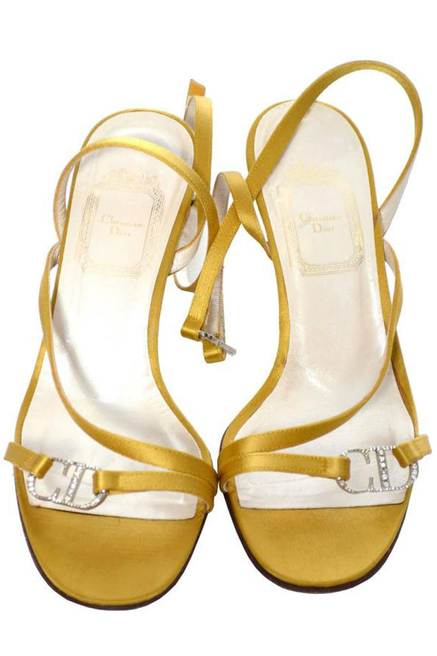 yellow gold strappy heels