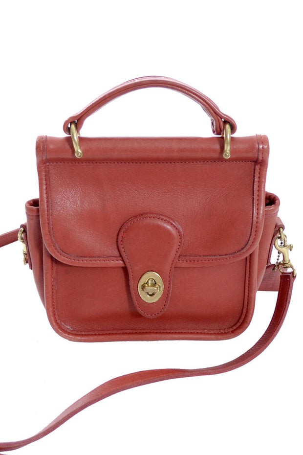 Vintage Coach Station Bag Red leather handbag shoulder bag – Dressing Vintage