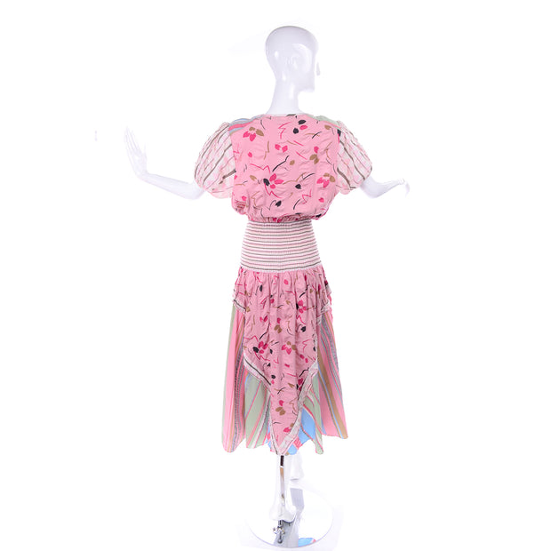 Diane Freis Pink Pastel Print Seersucker Cotton Dress & Scarf Patterns ...