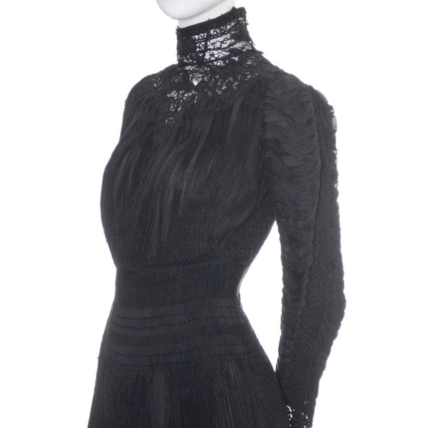 Antique Edwardian Black Lace Vintage Dress Cotton Voile Victorian ...