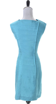 Luis Estevez vintage designer dress in blue silk with cut out keyhole ...