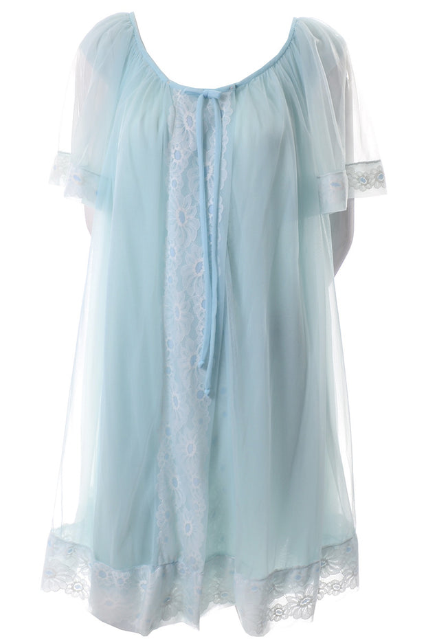 Miss Elaine Vintage Blue Chiffon Peignoir Nightgown and Robe – Modig