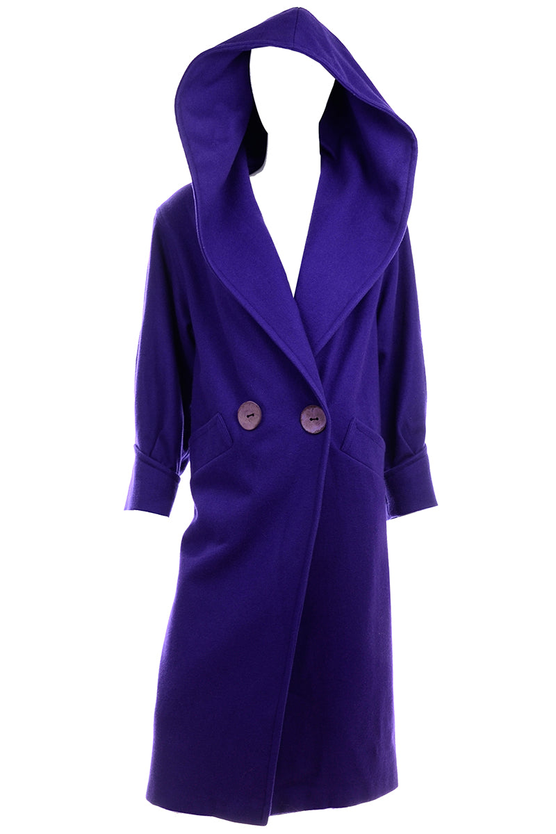 Miss New Yorker Vintage Deep Purple Wool Coat With Hood – Modig