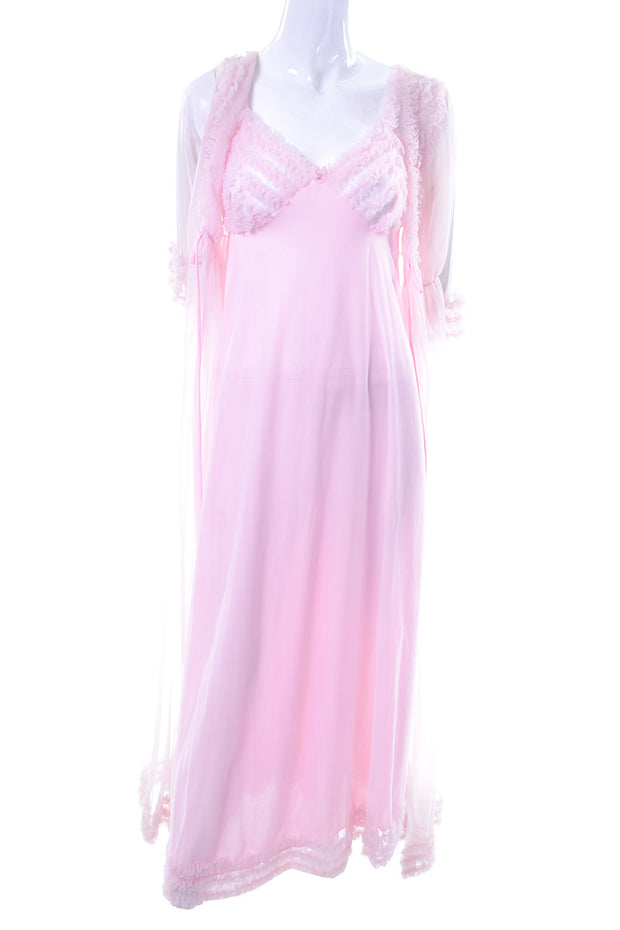 Pink Ruffled Vintage Chiffon Peignoir – Dressing Vintage