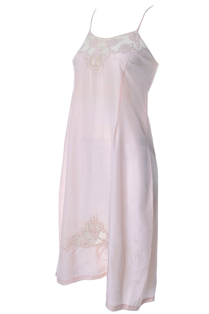 1930s Pink Silk Vintage Nightgown or Slip Lace Inserts Appliques ...