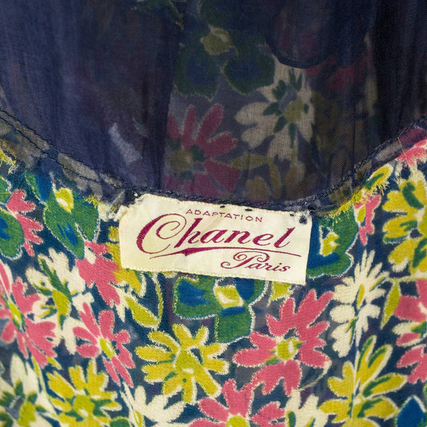 1930's Vintage Dress Chanel Adaptation in Floral Silk Chiffon ...