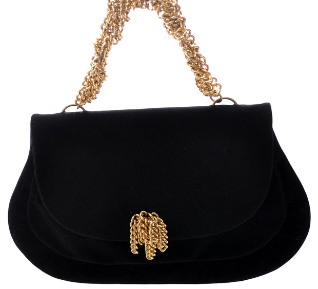 Black Suede vintage Koret handbag with gold link chain – Dressing Vintage