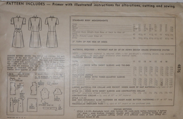 1940s WWII vintage dress pattern Simplicity 4876 – Modig