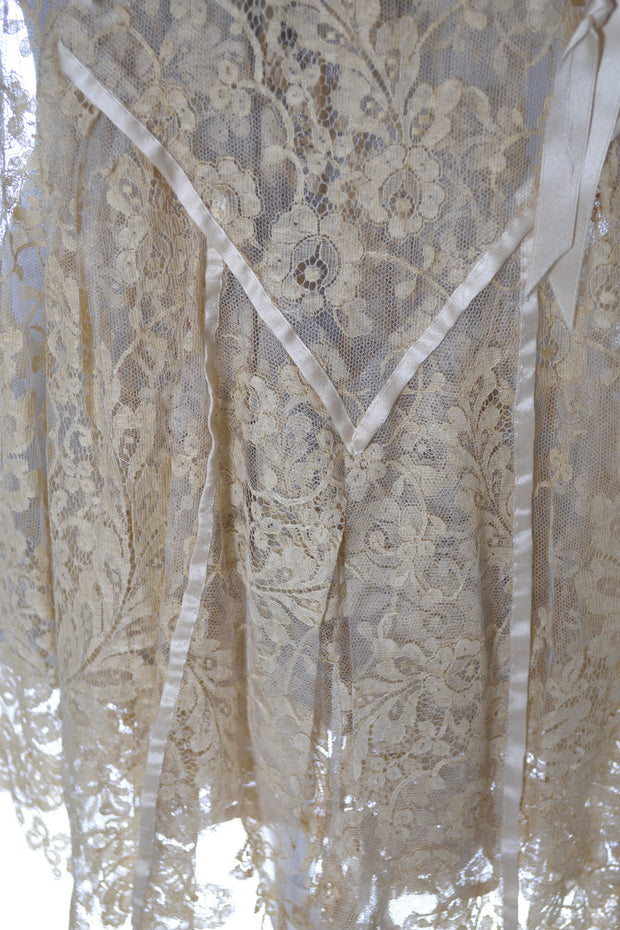 Very Rare Vera West 1920's lace silk and chiffon peignoir nightgown ...