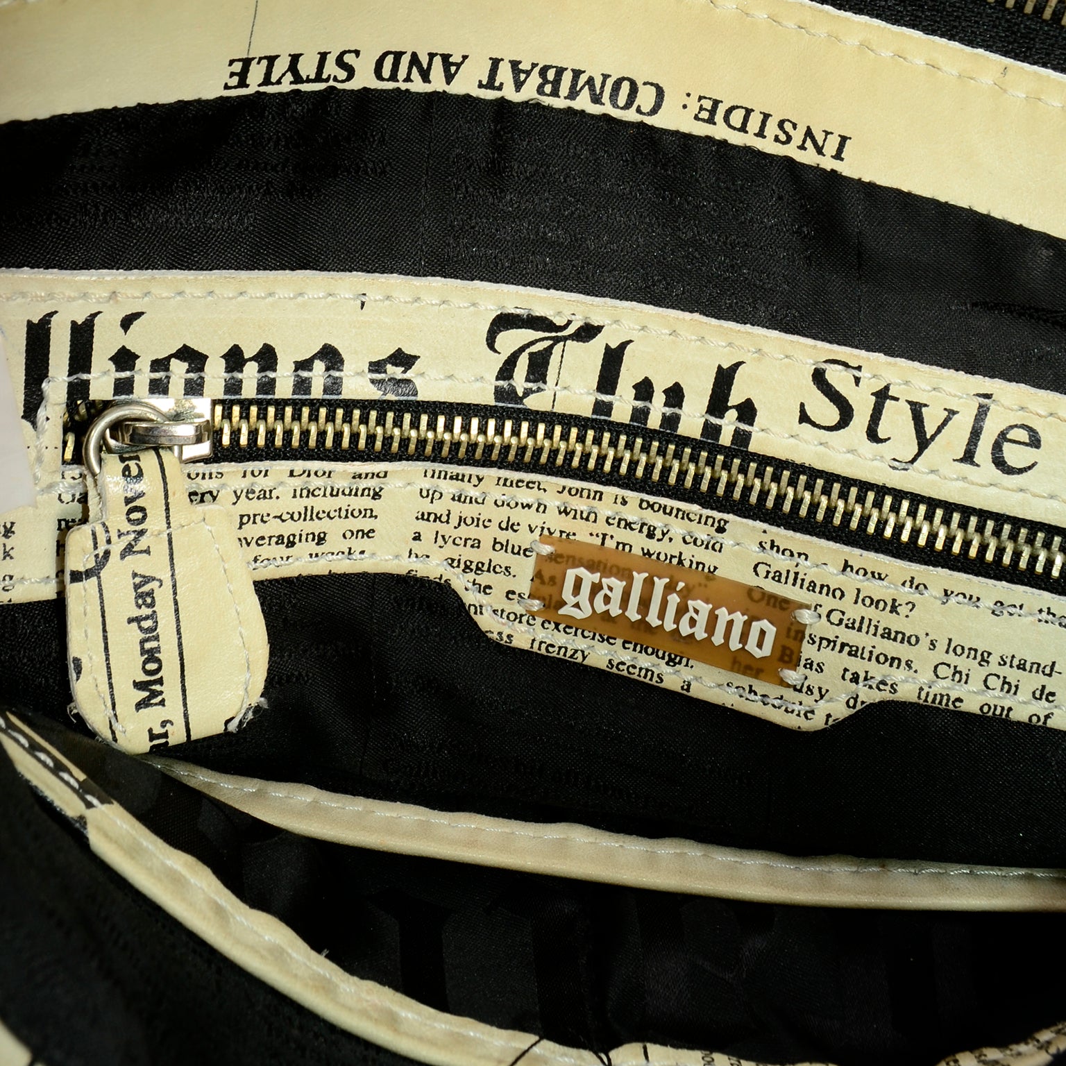 john galliano archive news paper tote