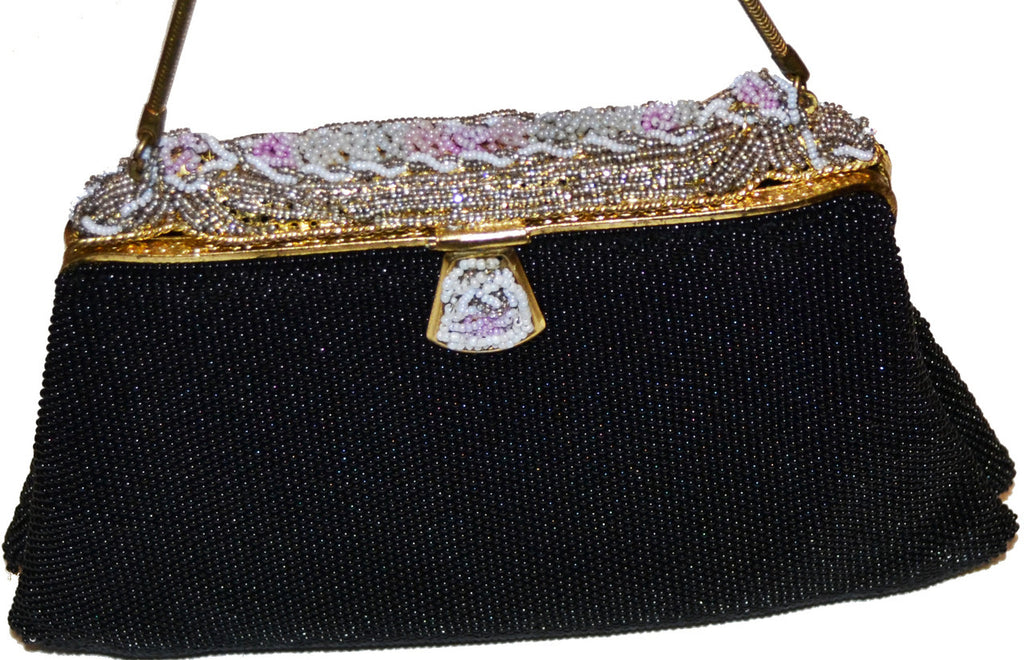 Michel Swiss made in France black beaded vintage handbag – Dressing Vintage