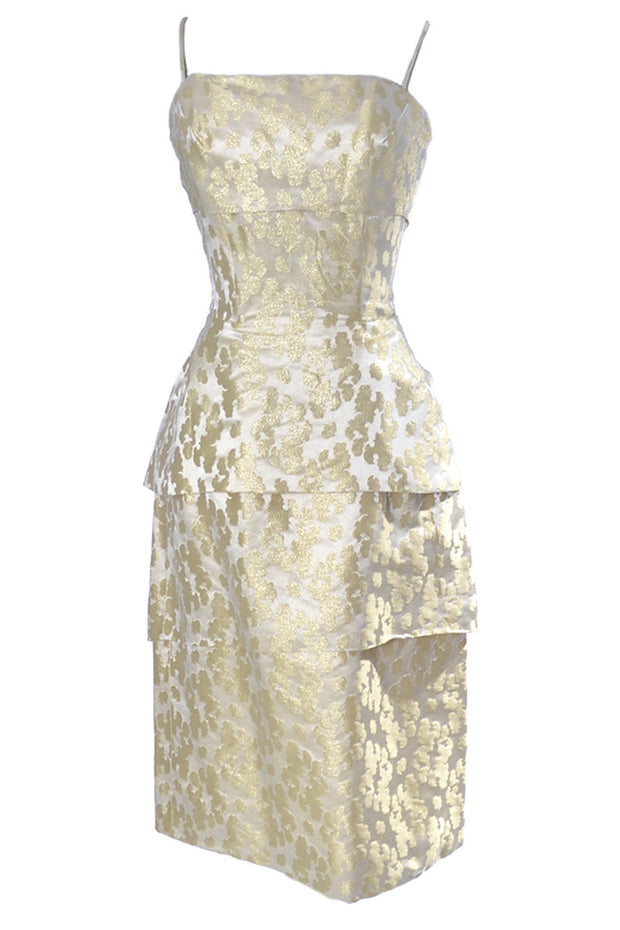 gold lame cocktail dress