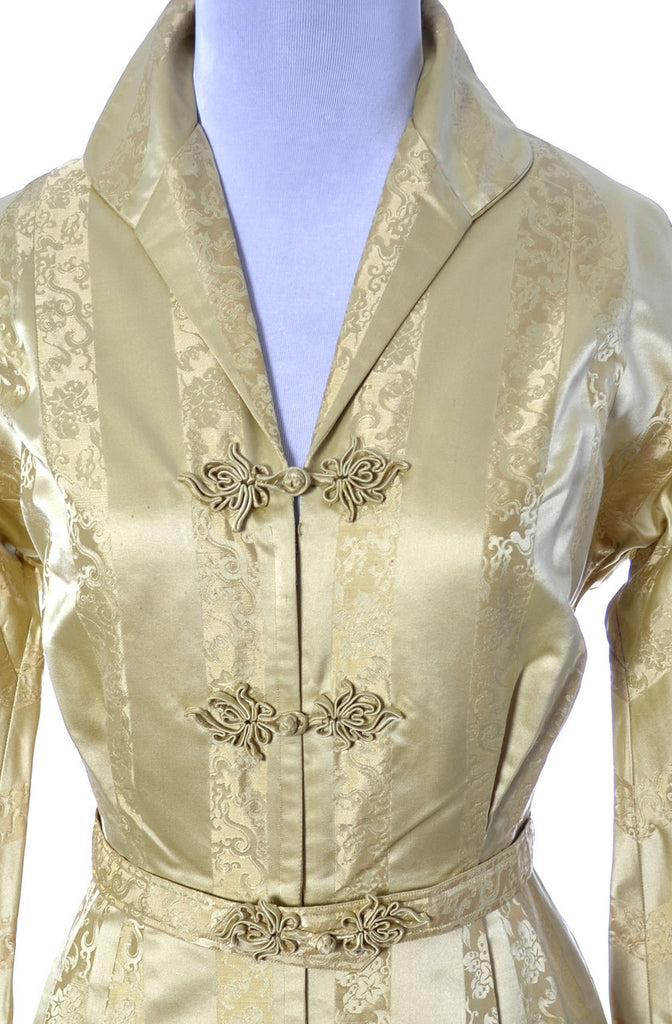 Beautiful Gold Silk Satin Vintage 1940s Hostess Gown Or Robe Dressing Vintage 4844