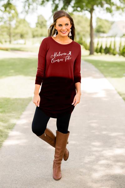University Of Alabama Crimson Tide Women S Apparel Game Day Couture Alabama Own It In Ombre Tunic Bows And Arrows Co