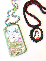 Bead embroidered Japanese pendants