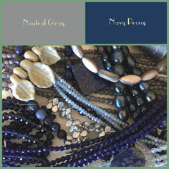 neutral grey and navy peony beads
