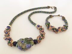 kumihimo necklace bracelet pair