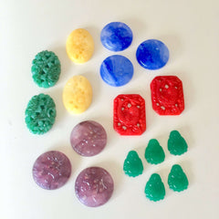 pressed glass Japanese cabochons