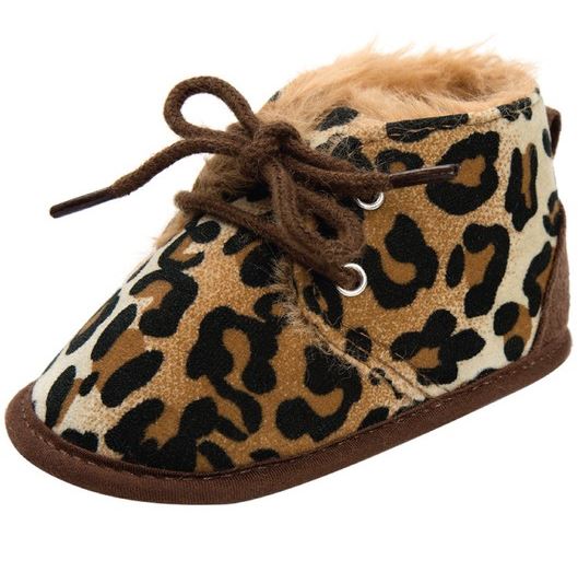 leopard baby booties