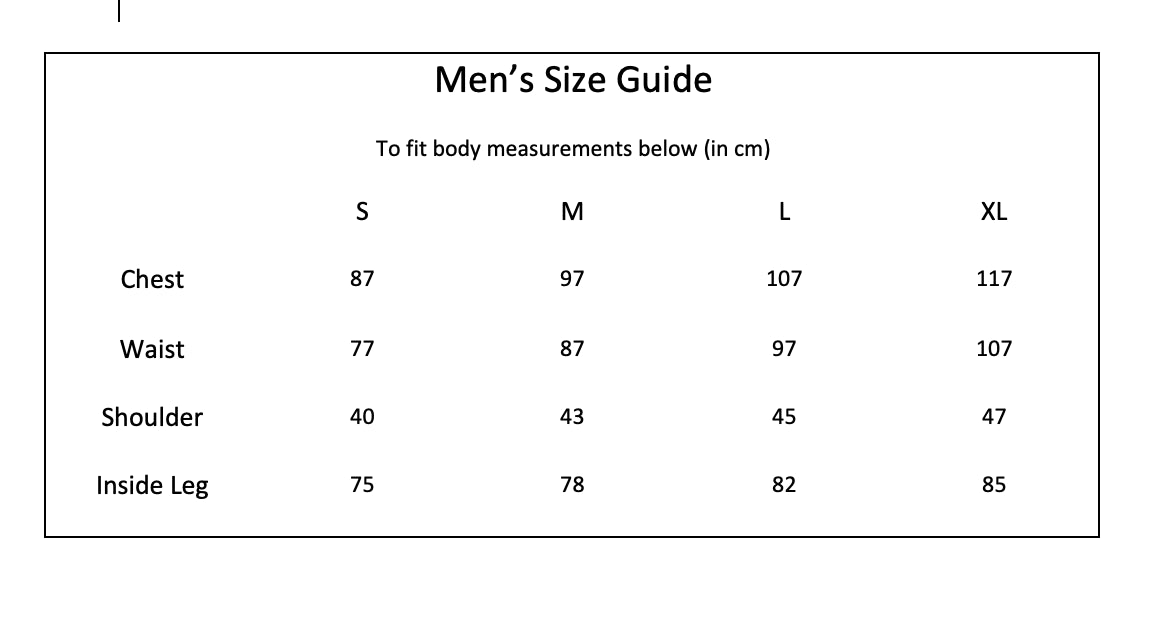 men’s size guide